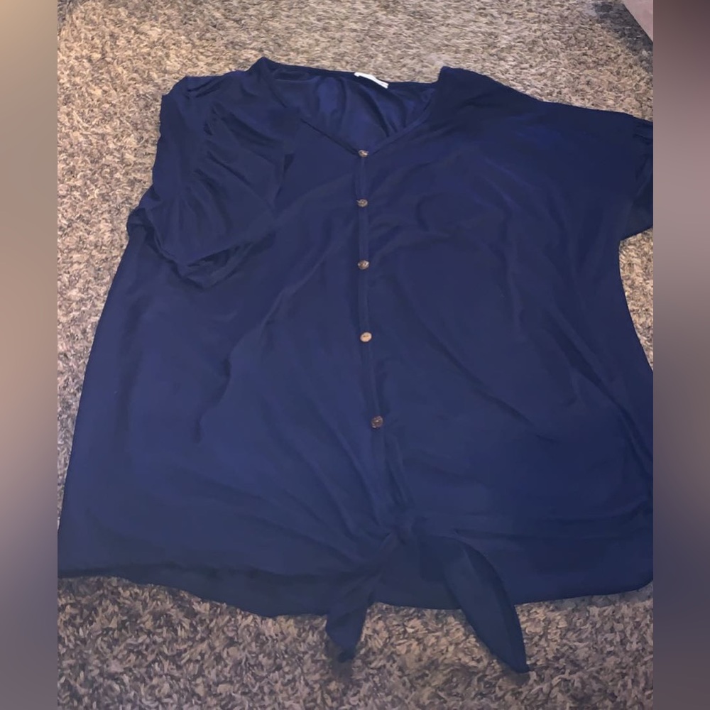 Navy blue tye blouse